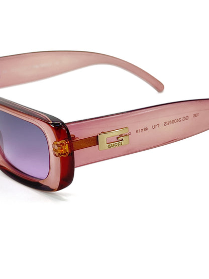 Vintage Gucci Transparent Pink Squared Moda Sunglasses GG2409