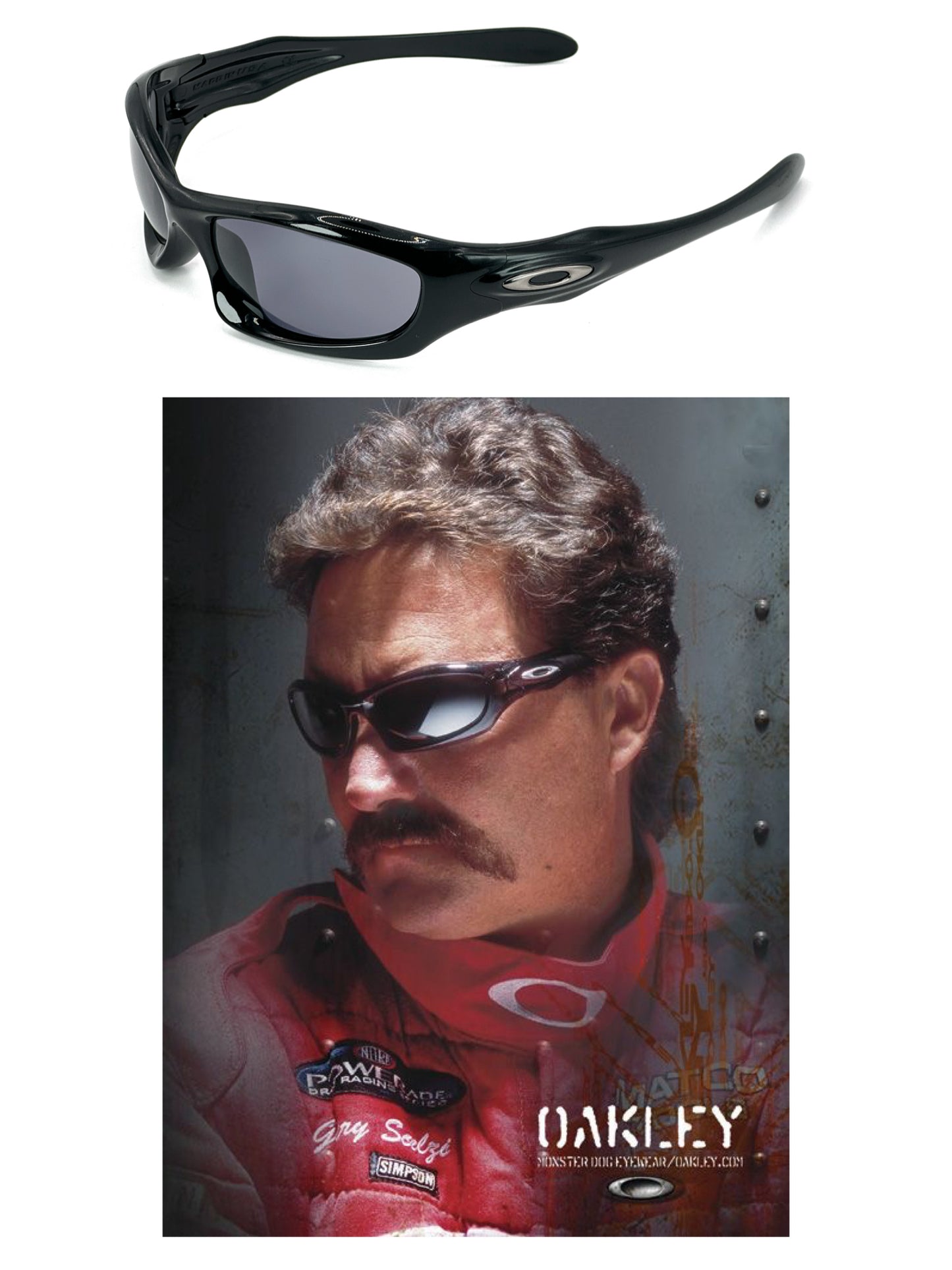 2003 Vintage Oakley Monster Dog Polished Black / Grey Sunglasses