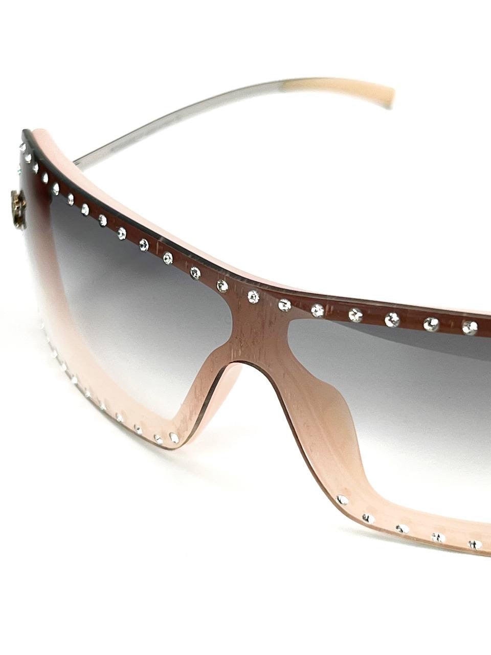 Vintage Chanel 5077 Rhinestones Pink Mask Sunglasses
