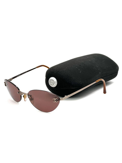 00s Vintage Chanel 4003 Brown Rimless Sunglasses