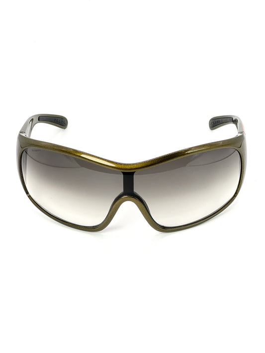 00s Vintage Prada Sport Gold Oversized Sunglasses SPS11G