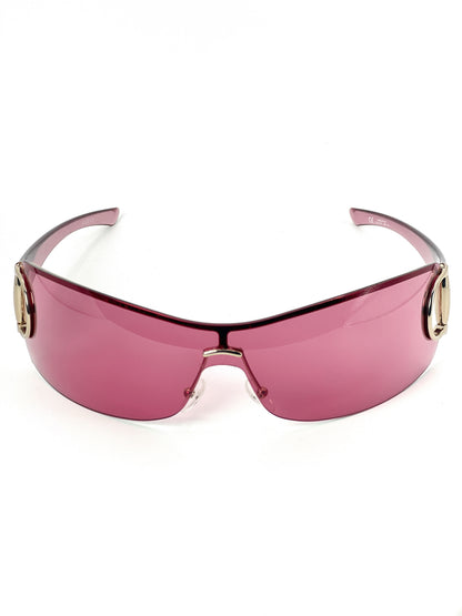00s Vintage Gucci Pink Horsebit Mask Sunglasses GG2712