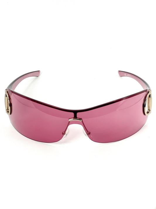 00s Vintage Gucci Pink Horsebit Mask Sunglasses GG2712