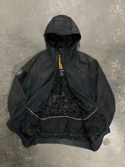 Vintage Analog Ski Leather Jacket Asymmetrical Zip