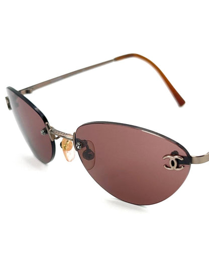 00s Vintage Chanel 4003 Brown Rimless Sunglasses