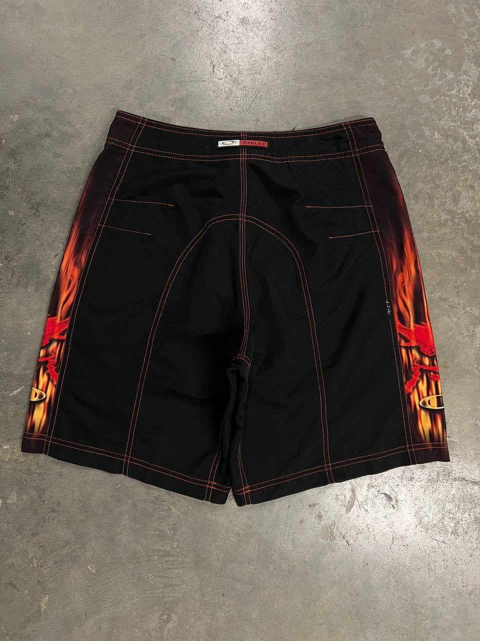 00s Vintage Oakley Skull Flame Shorts
