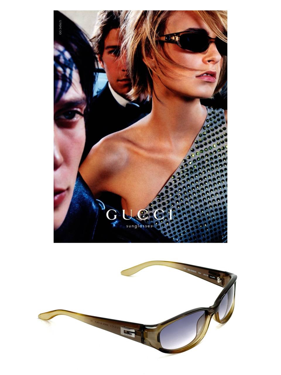 00s Vintage Gucci GG2456 Grey Gradient Sunglasses