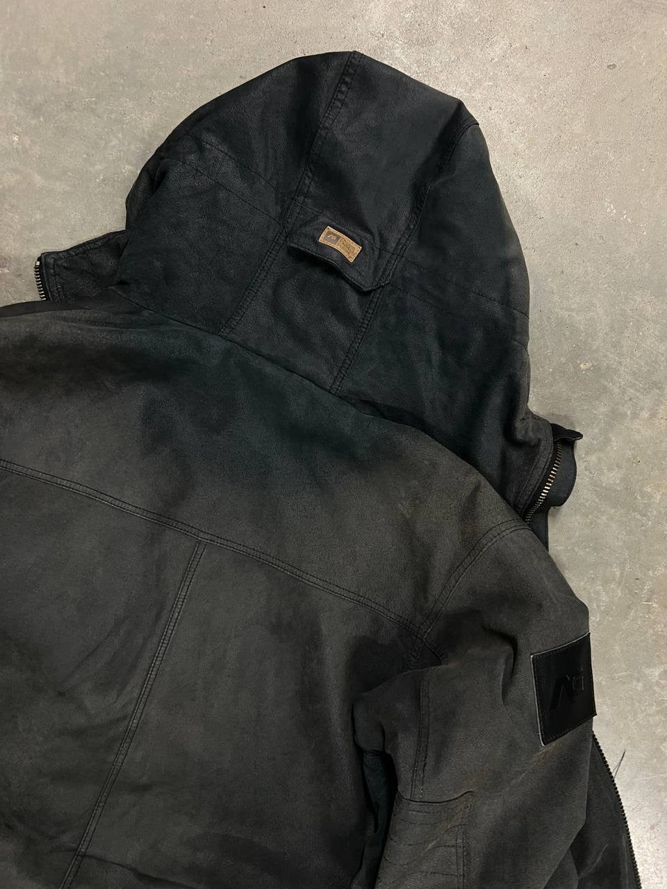 Vintage Analog Ski Leather Jacket Asymmetrical Zip