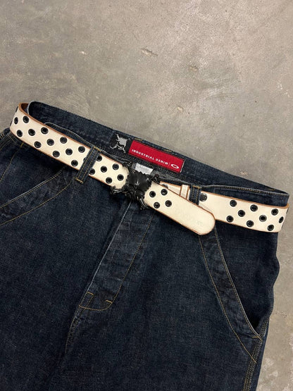 2004 Vintage Oakley Leather Skull Belt