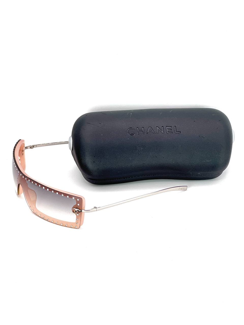 Vintage Chanel 5077 Rhinestones Pink Mask Sunglasses