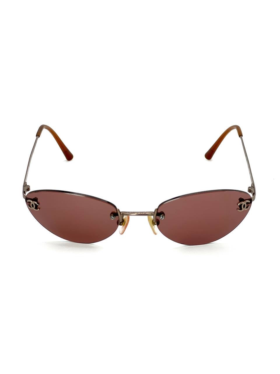 00s Vintage Chanel 4003 Brown Rimless Sunglasses