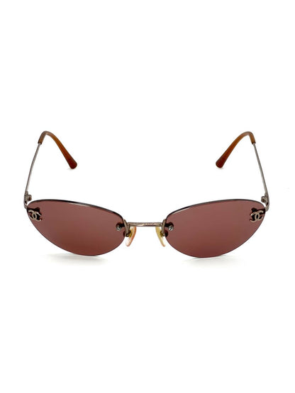 00s Vintage Chanel 4003 Brown Rimless Sunglasses