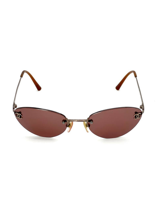 00s Vintage Chanel 4003 Brown Rimless Sunglasses