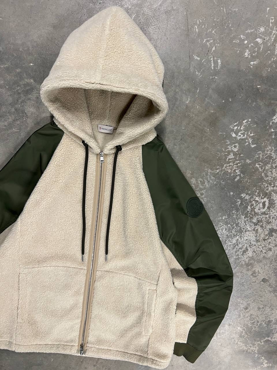 Moncler Teddy Fleece Wool Nylon Hooded Jacket