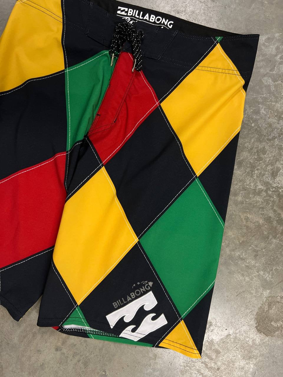 Billabong Andy Irons Diamond Checker Rasta Board Shorts Platinum X