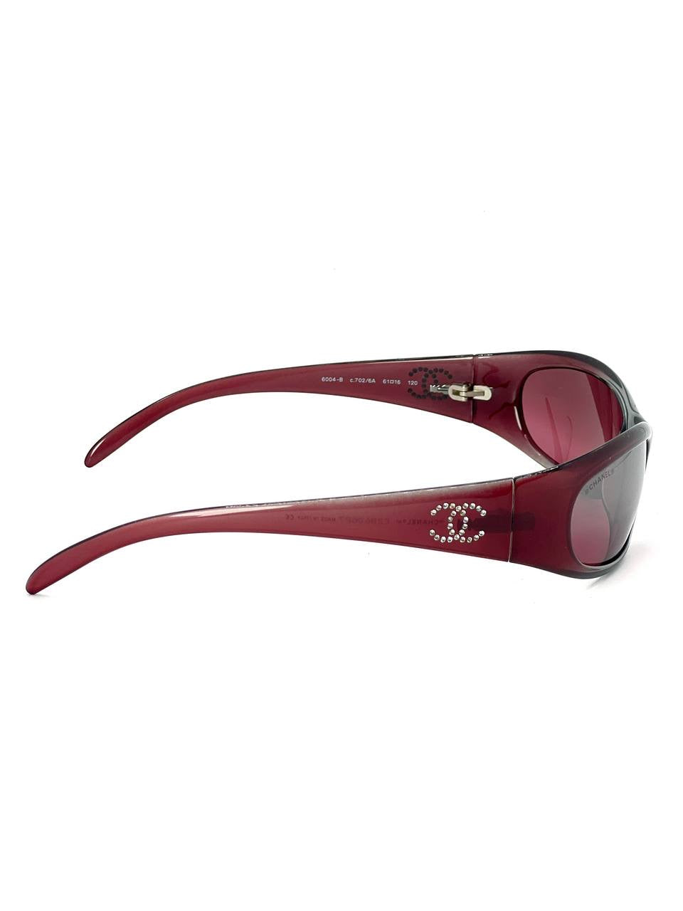 00s Vintage Chanel 6004 Cherry / Silver Gradient Rhinestones Sunglasses