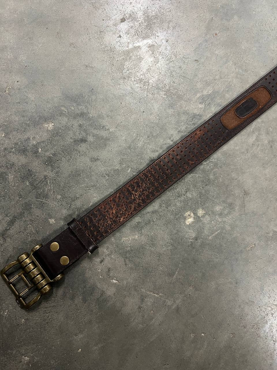 00s Vintage Oakley Leather Belt Brown / Gold