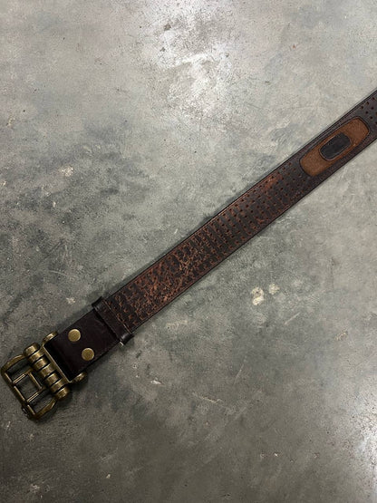 00s Vintage Oakley Leather Belt Brown / Gold