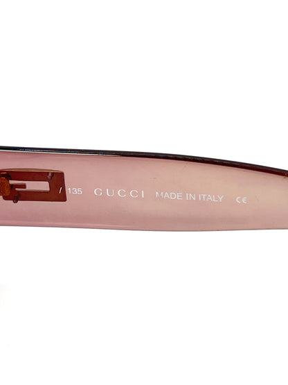 Vintage Gucci Transparent Pink Squared Moda Sunglasses GG2409