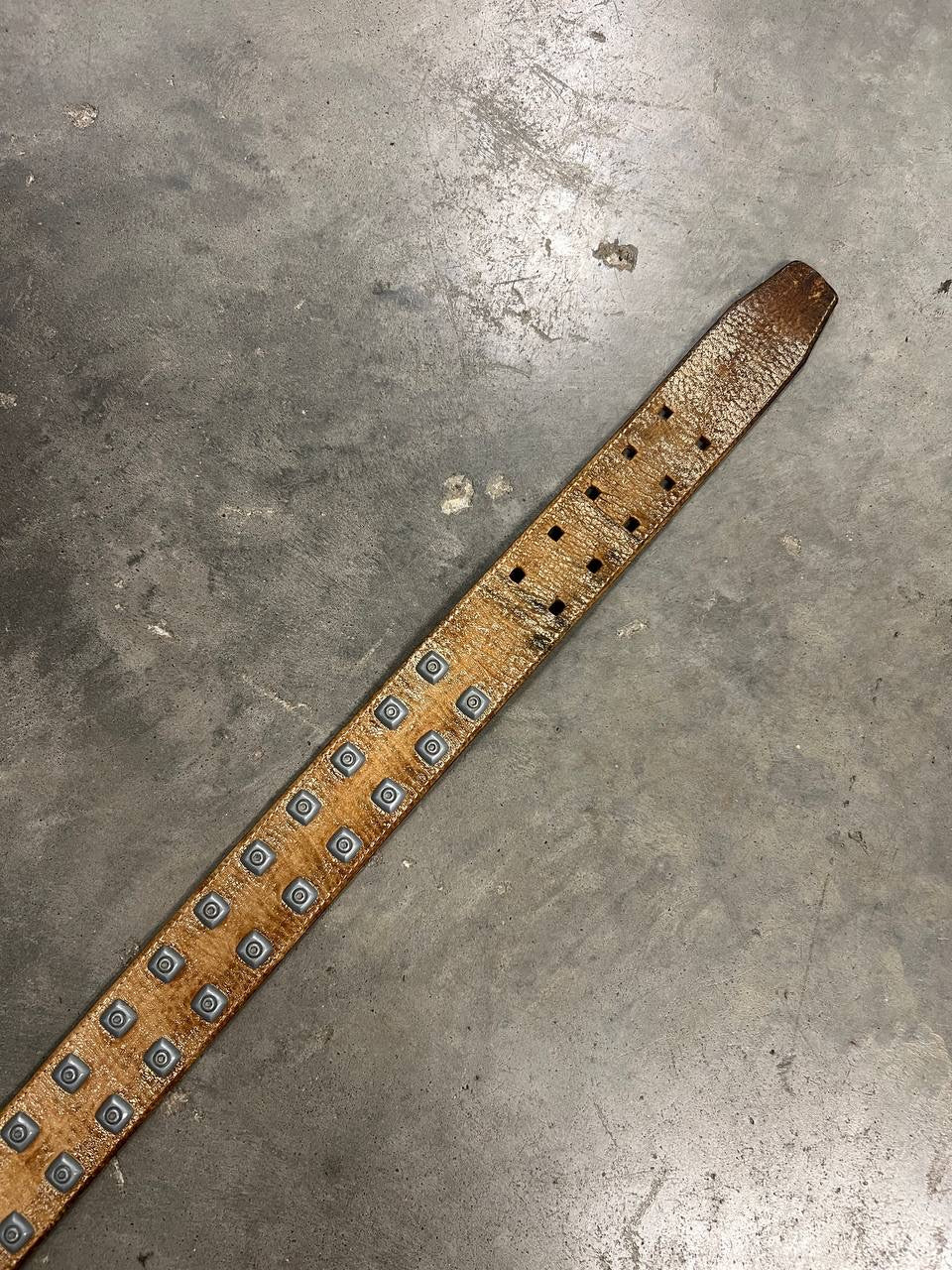 00s Vintage Oakley Leather Distressed Studded Belt