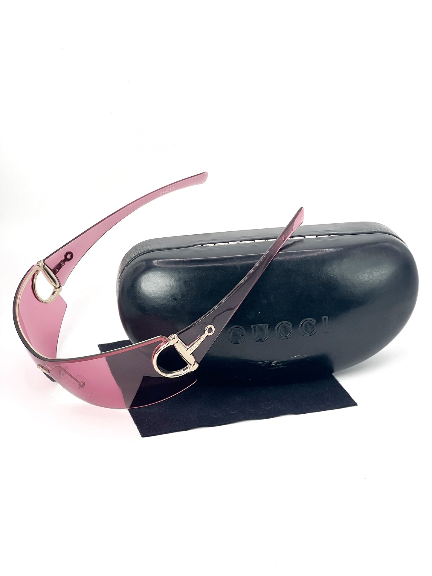 00s Vintage Gucci Pink Horsebit Mask Sunglasses GG2712