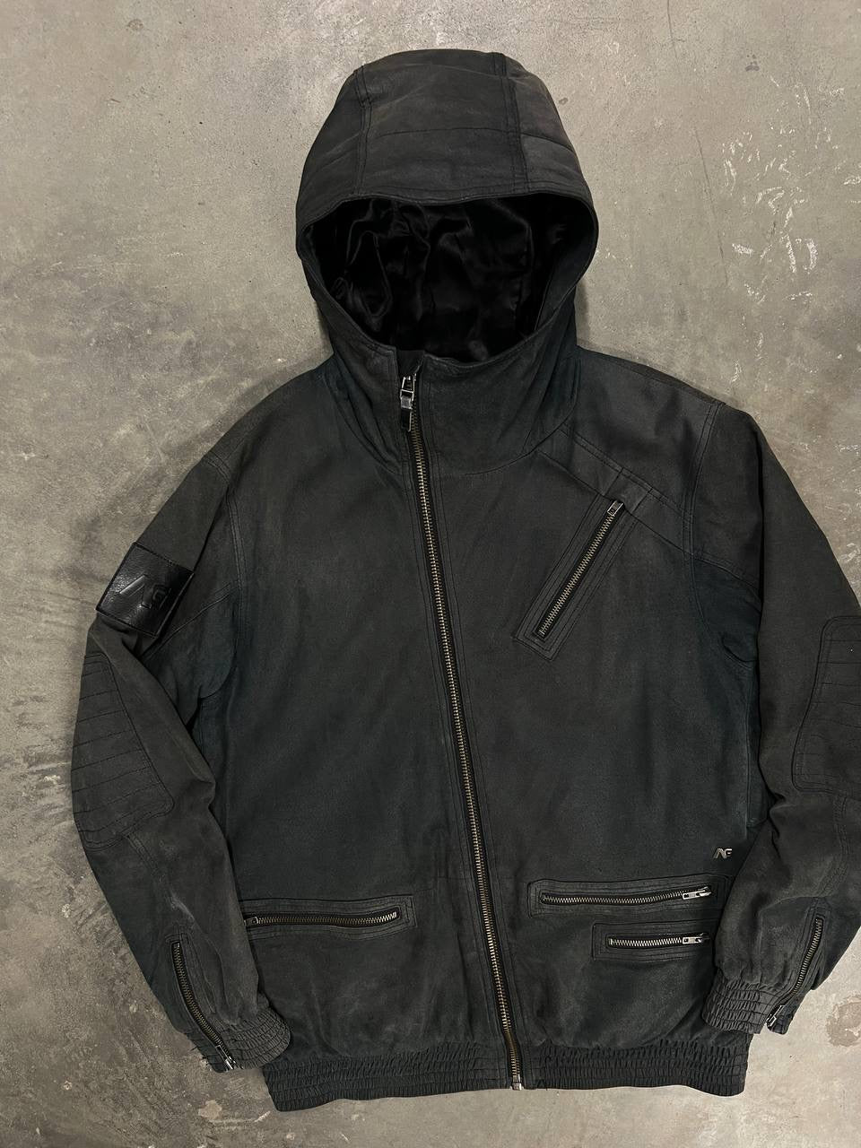 Vintage Analog Ski Leather Jacket Asymmetrical Zip