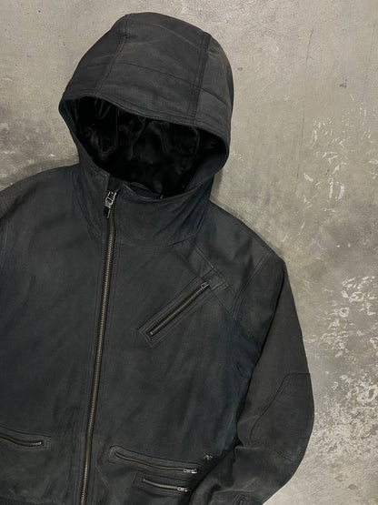 Vintage Analog Ski Leather Jacket Asymmetrical Zip