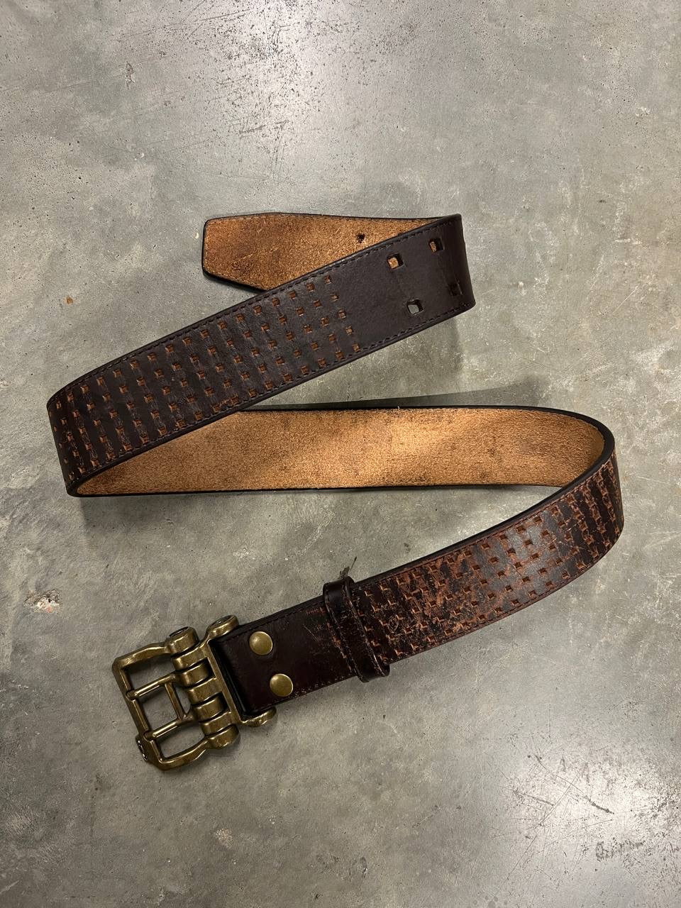 00s Vintage Oakley Leather Belt Brown / Gold