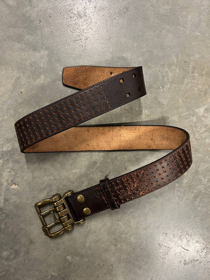 00s Vintage Oakley Leather Belt Brown / Gold