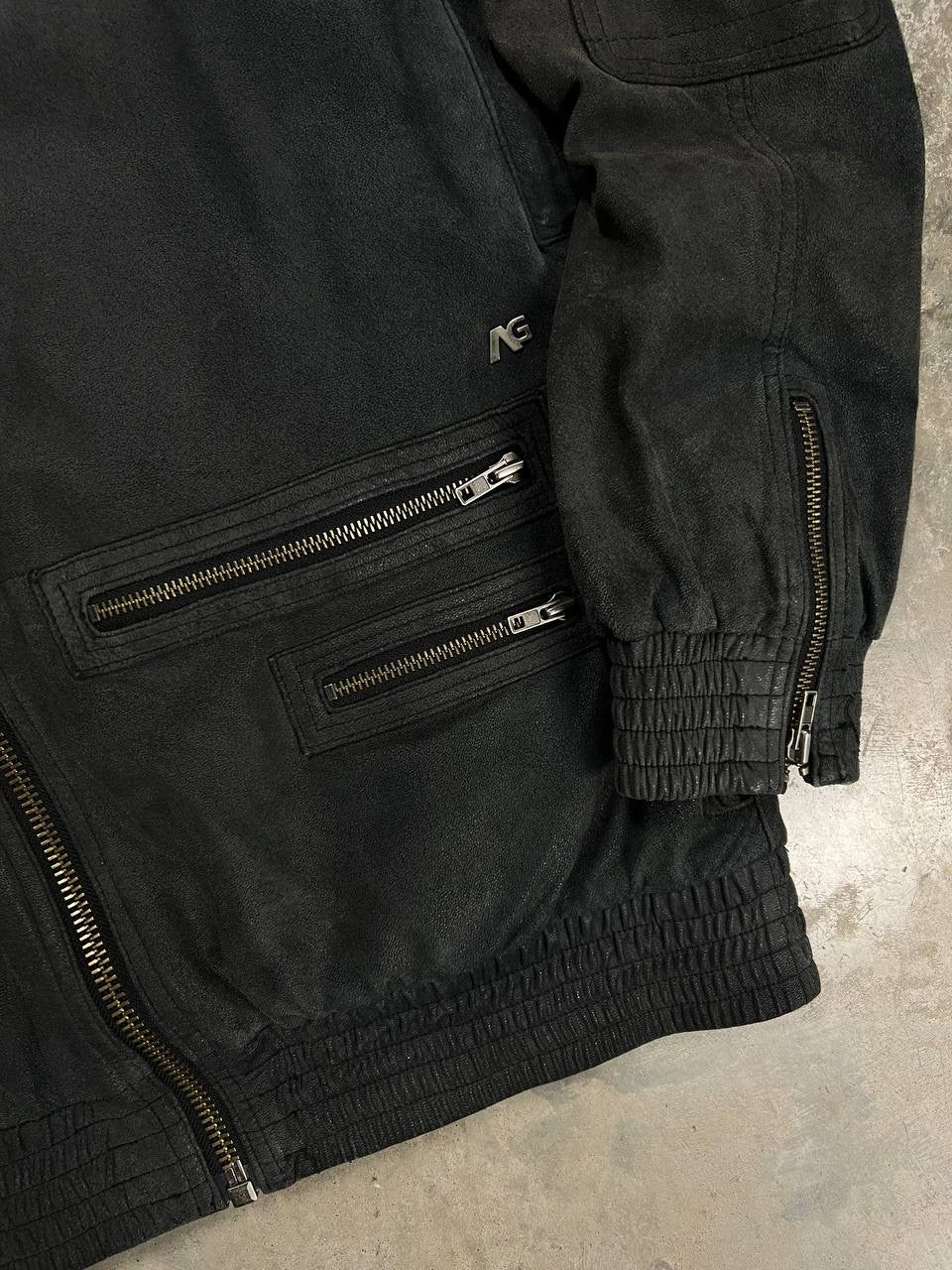 Vintage Analog Ski Leather Jacket Asymmetrical Zip