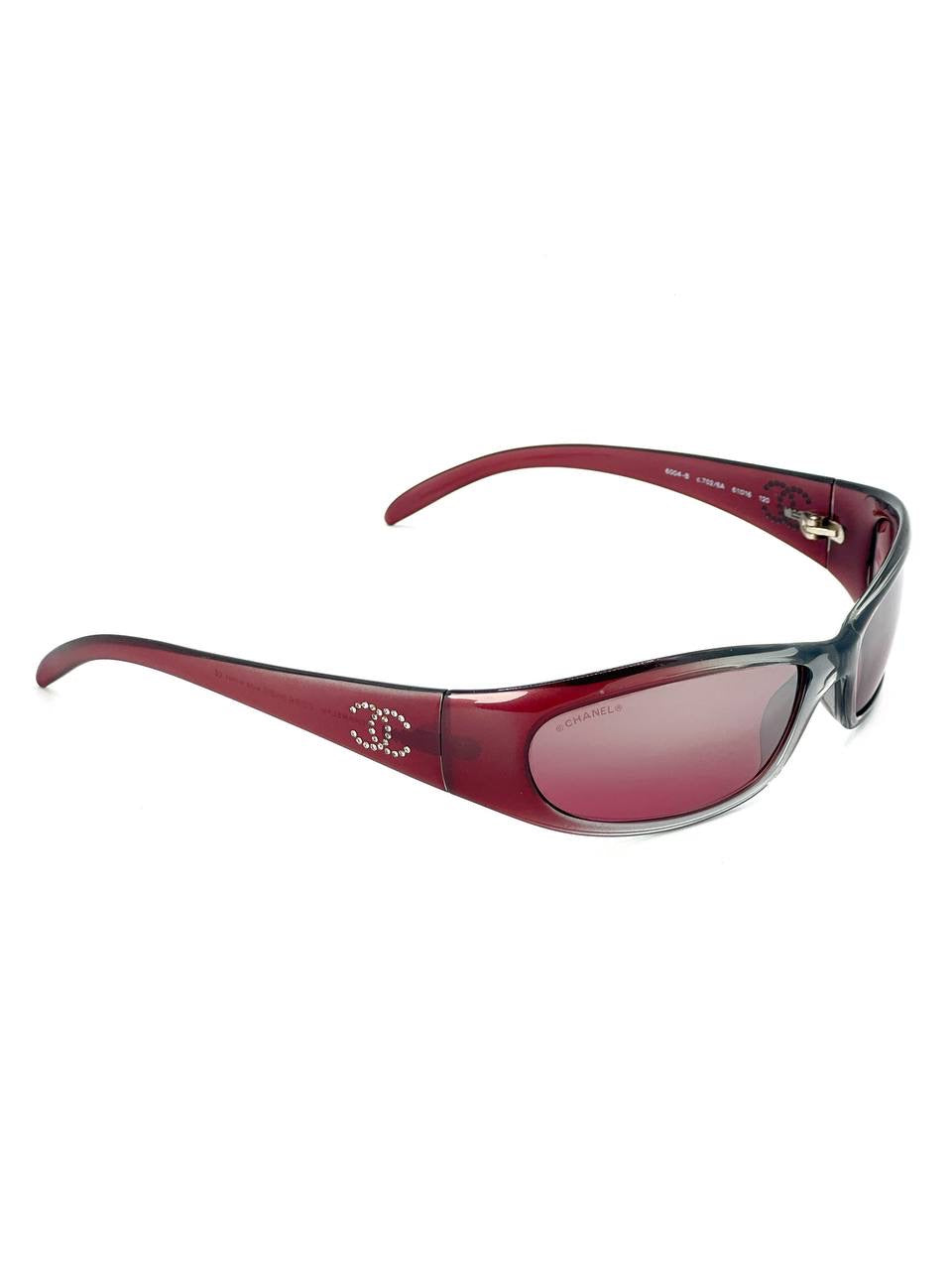 00s Vintage Chanel 6004 Cherry / Silver Gradient Rhinestones Sunglasses