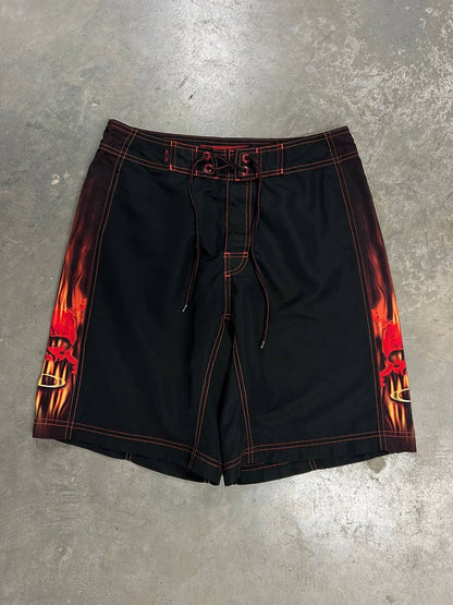 00s Vintage Oakley Skull Flame Shorts
