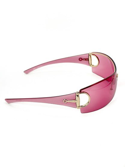 00s Vintage Gucci Pink Horsebit Mask Sunglasses GG2712