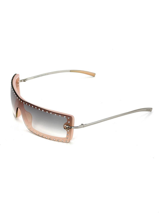 Vintage Chanel 5077 Rhinestones Pink Mask Sunglasses