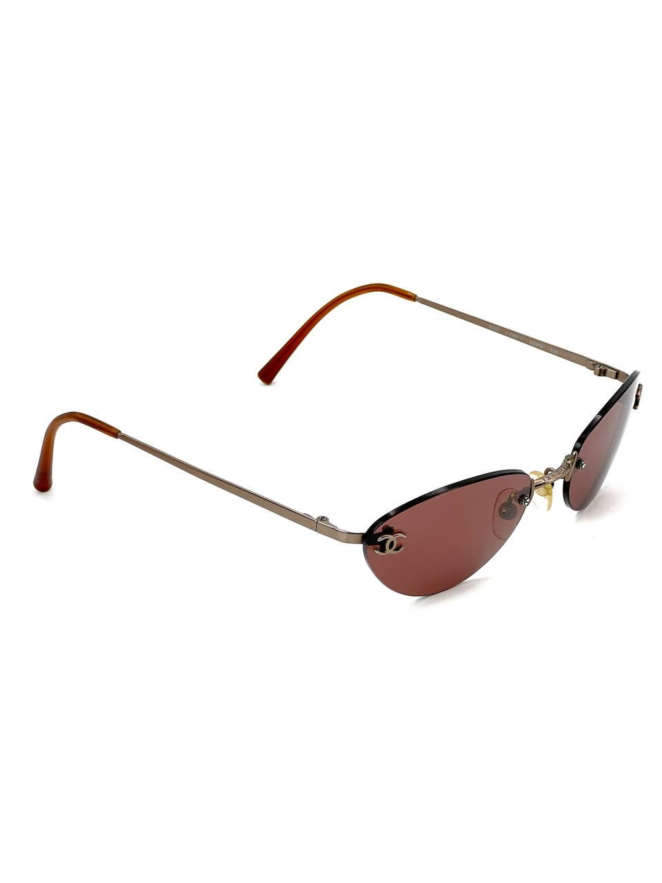 00s Vintage Chanel 4003 Brown Rimless Sunglasses