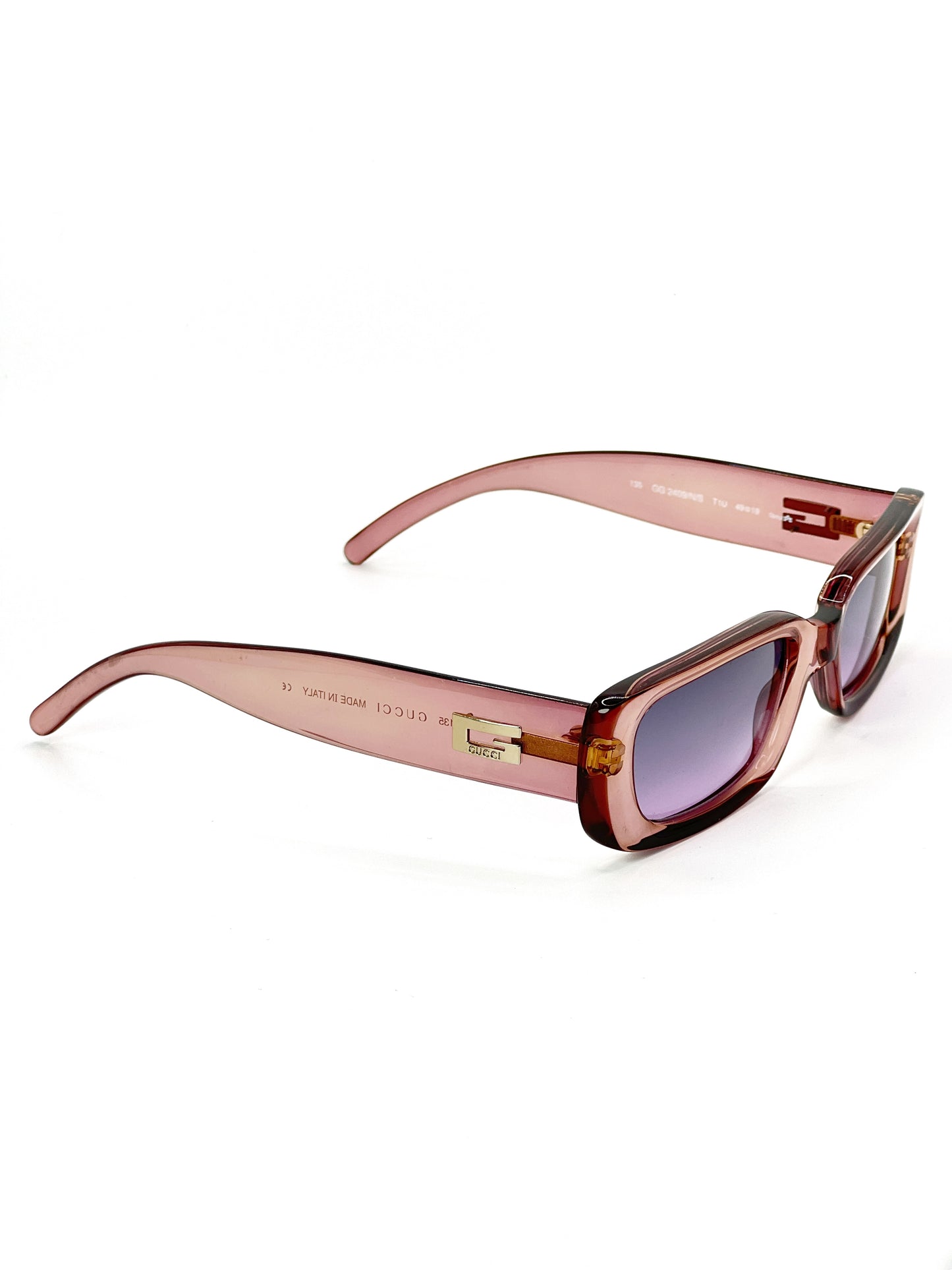 Vintage Gucci Transparent Pink Squared Moda Sunglasses GG2409