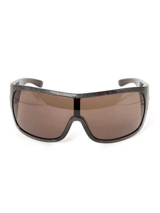 Prada Snakeskin Oversized Mask Sunglasses SPR05H