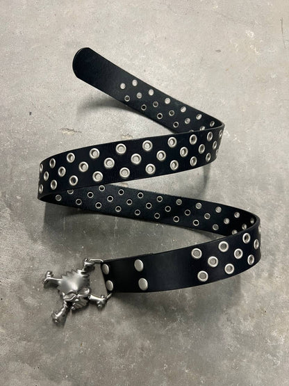 2004 Vintage Oakley Leather Skull Belt Black