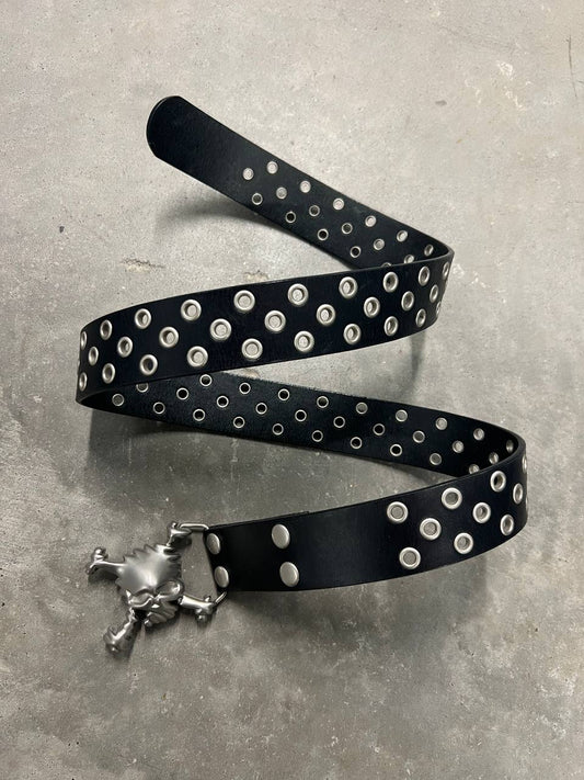 2004 Vintage Oakley Leather Skull Belt Black