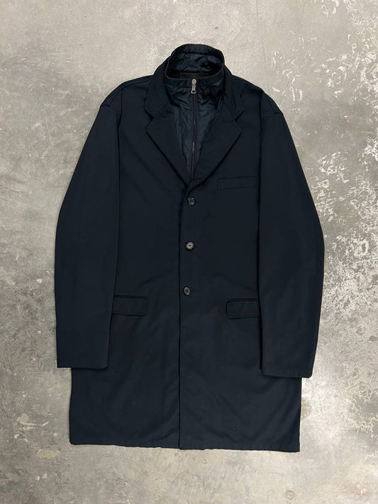 Prada Milano Trench Coat Jacket Double Collar Dark Navy
