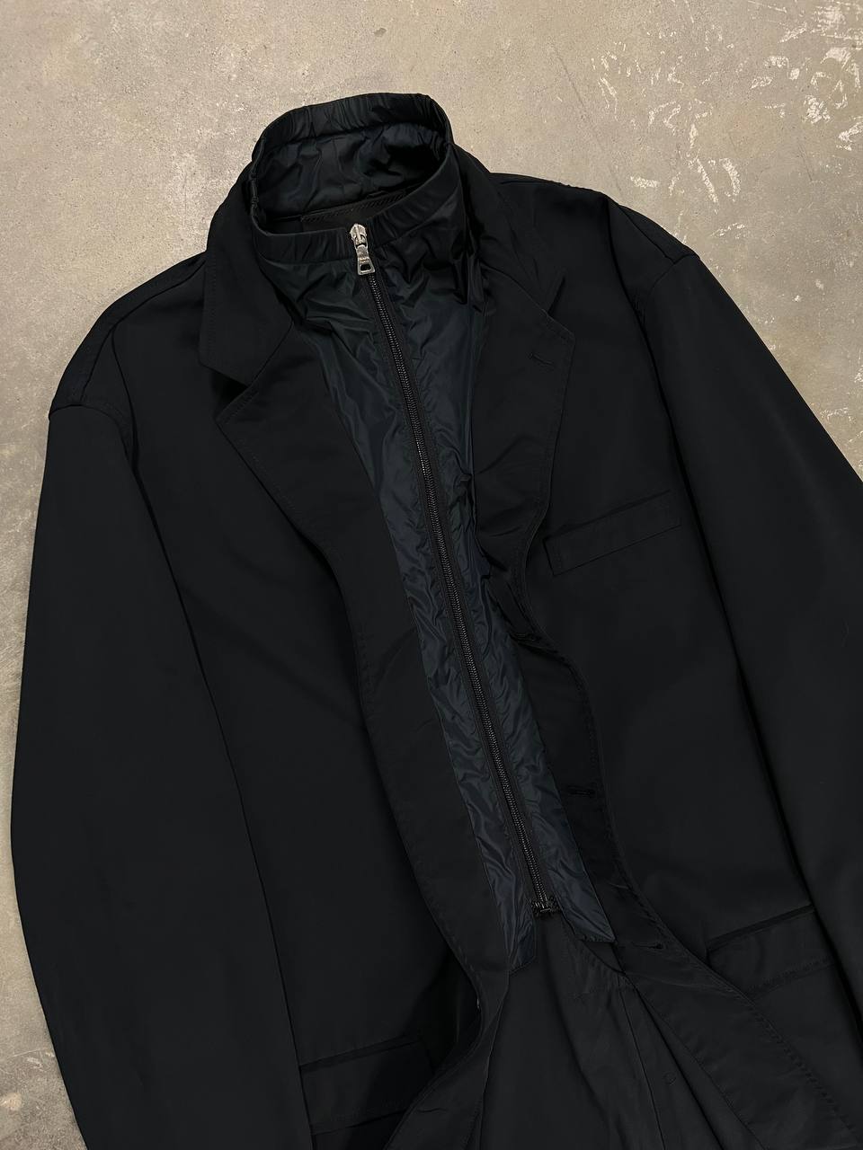 Prada Milano Trench Coat Jacket Double Collar Dark Navy