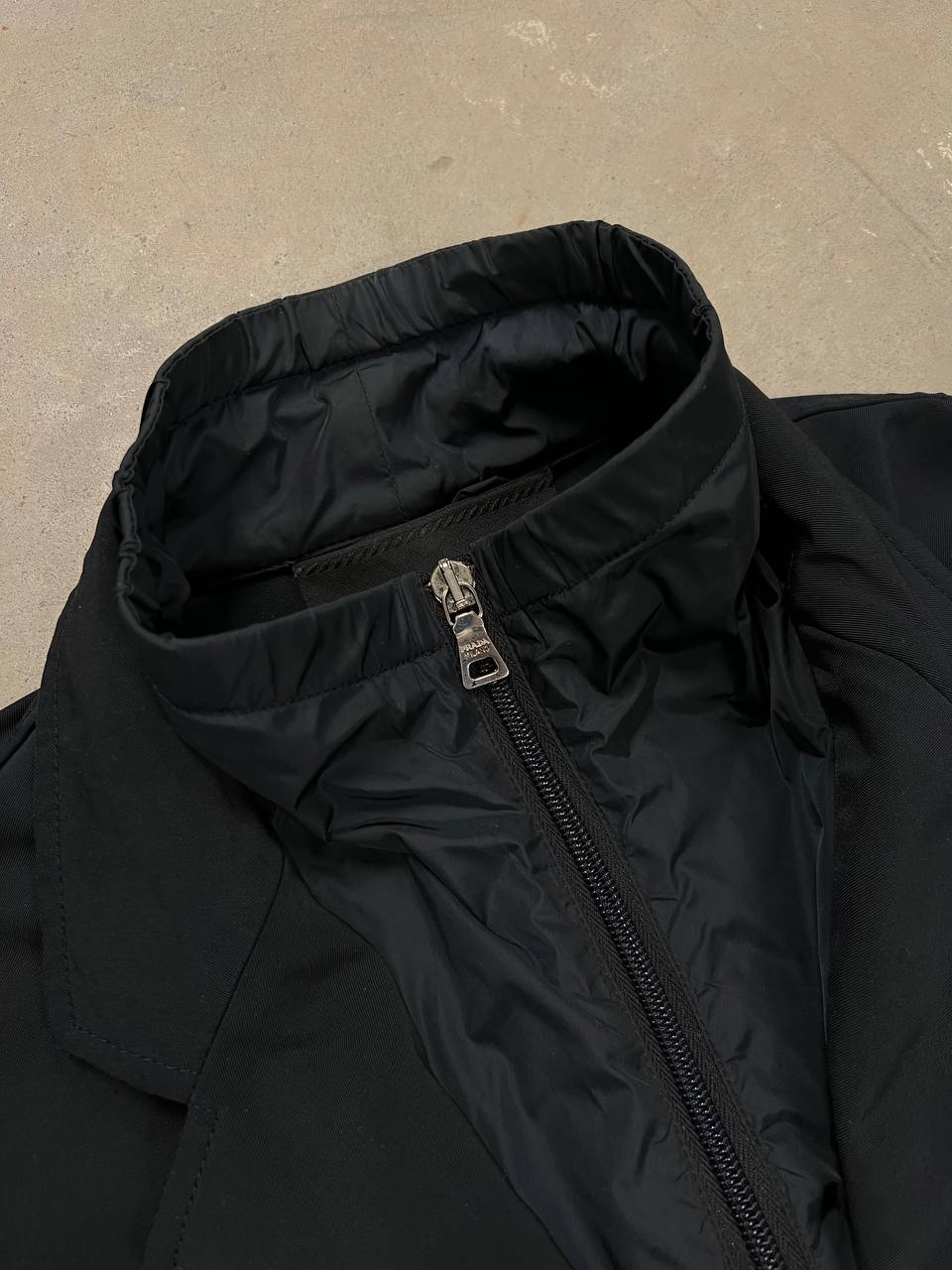 Prada Milano Trench Coat Jacket Double Collar Dark Navy