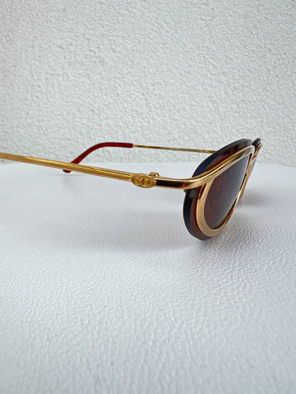 1990s Vintage Christian Dior Sunglasses CD 2038 Gold Rimless