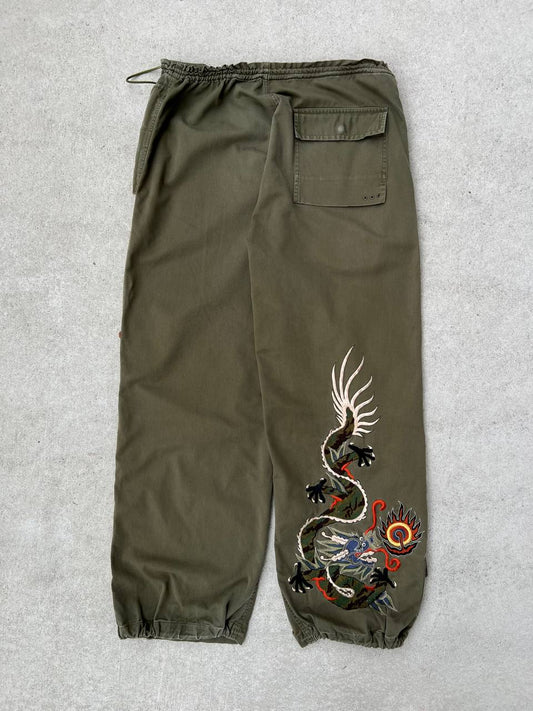Vintage Maharishi Snopants Twist Twill Dragon Embroidered
