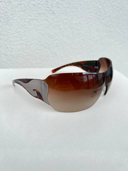 Vintage Prada Flame Mask Sunglasses Brown Tortoise
