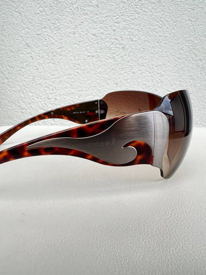 Vintage Prada Flame Mask Sunglasses Brown Tortoise